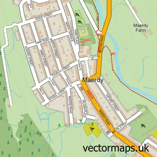 Street map sample of Maerdy, Mid Glamorgan