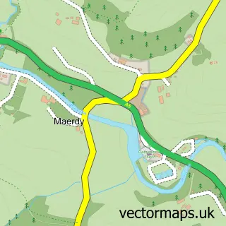 Street map sample of Maerdy, Clwyd