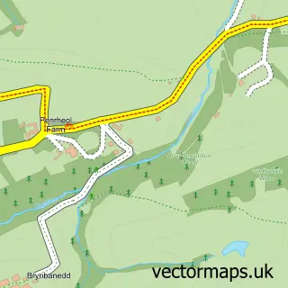 Street map sample of Maesmynis, Powys