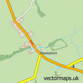 Street map sample of Maesybont, Dyfed