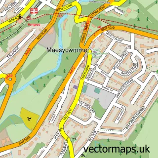 Street map sample of Maesycwmmer, Gwent