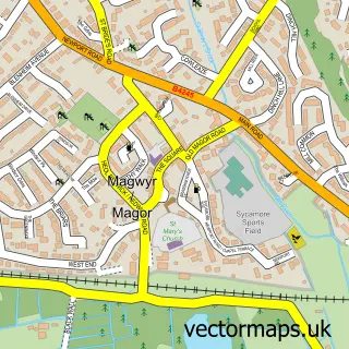 Street map sample of Magor, Gwent