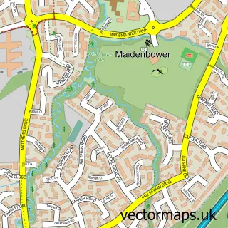 Street map sample of Maidenbower, West Sussex