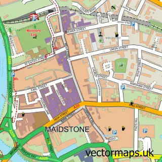 Street map sample of Maidstone, Kent