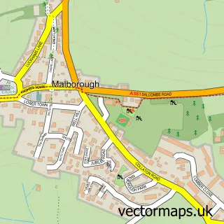 Street map sample of Malborough, Devon