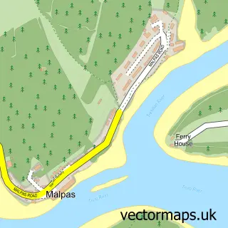 Street map sample of Malpas, Cornwall