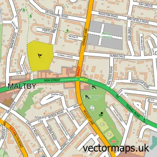 Street map sample of Maltby, South Yorkshire