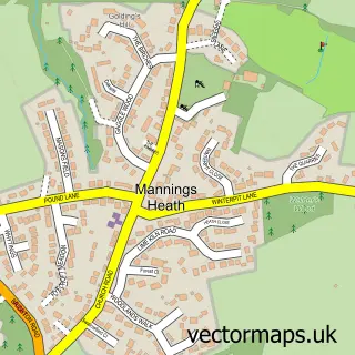 Street map sample of Mannings Heath, West Sussex