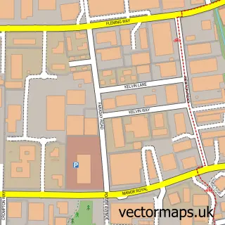 Street map sample of Manor Royal, West Sussex
