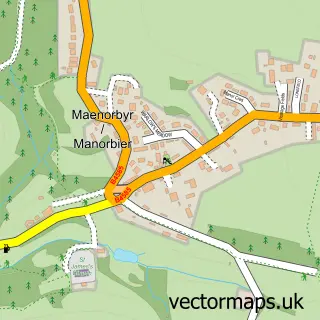 Street map sample of Manorbier, Dyfed