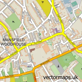 Street map sample of Mansfield Woodhouse, Nottinghamshire