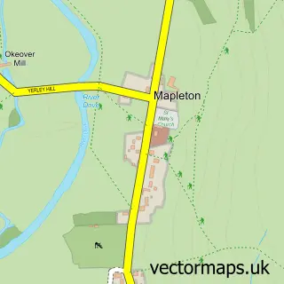 Street map sample of Mapleton, Derbyshire