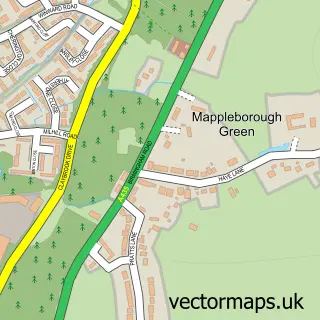 Street map sample of Mappleborough Green, Warwickshire