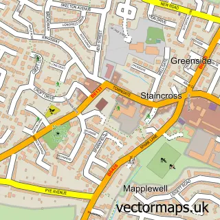 Street map sample of Mapplewell, South Yorkshire