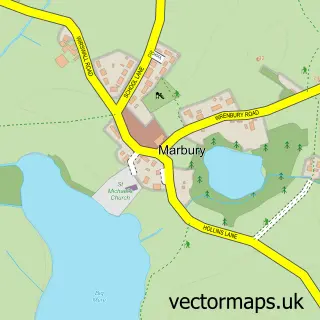 Street map sample of Marbury, Cheshire
