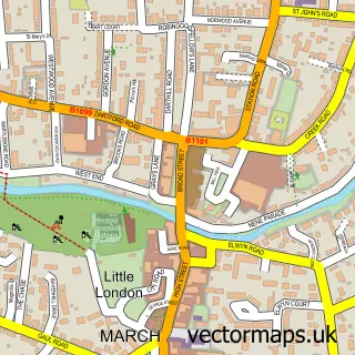 Street map sample of March, Cambridgeshire