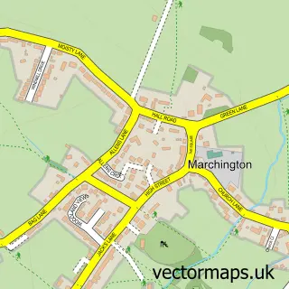 Street map sample of Marchington, Staffordshire