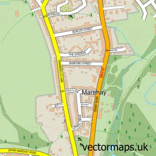 Street map sample of Marehay, Derbyshire
