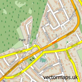 Street map sample of Marford, Clwyd