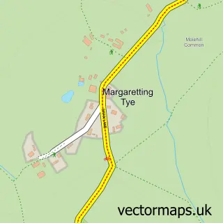 Street map sample of Margaretting Tye, Essex