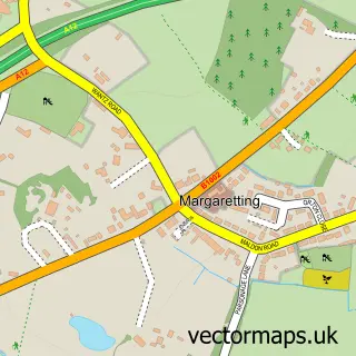 Street map sample of Margaretting, Essex