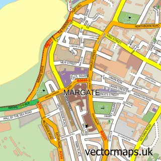 Street map sample of Margate, Kent