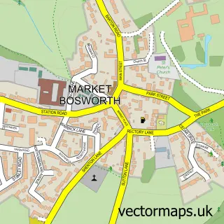 Street map sample of Market Bosworth, Leicestershire