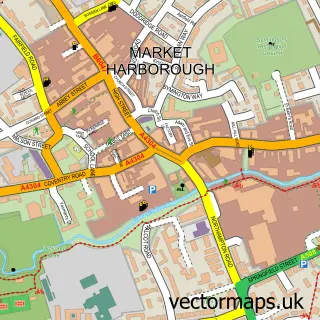Street map sample of Market Harborough, Leicestershire