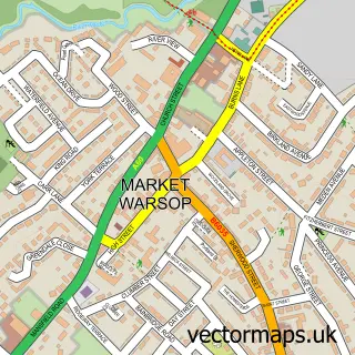 Street map sample of Market Warsop, Nottinghamshire