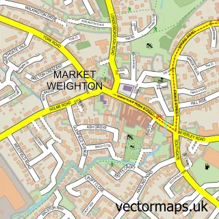 Street map sample of Market Weighton, East Riding of Yorkshire