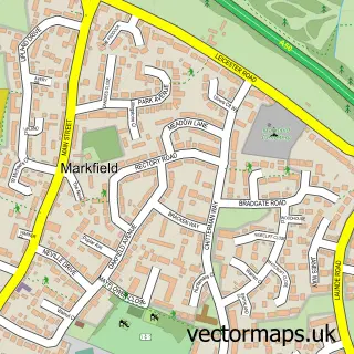 Street map sample of Markfield, Leicestershire