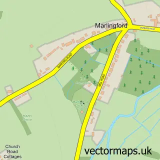 Street map sample of Marlingford, Norfolk