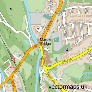 Street map sample of Marple Bridge, Greater Manchester