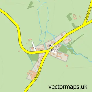 Street map sample of Marsh Green, Devon