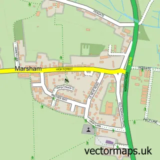 Street map sample of Marsham, Norfolk