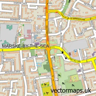 Street map sample of Marske-by-the-Sea, North Yorkshire