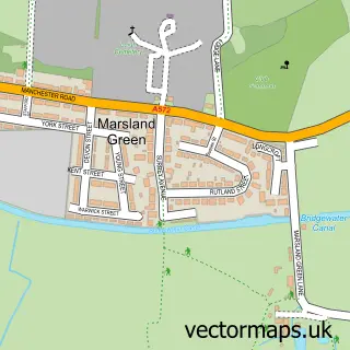 Street map sample of Marsland Green, Greater Manchester
