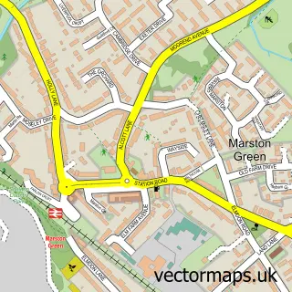 Street map sample of Marston Green, West Midlands