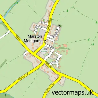 Street map sample of Marston Montgomery, Derbyshire