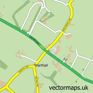Street map sample of Marthall, Cheshire