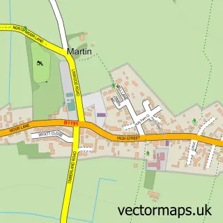 Street map sample of Martin, Lincolnshire