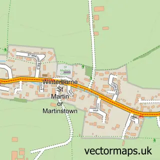 Street map sample of Martinstown, Dorset