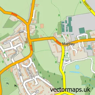 Street map sample of Martley, Worcestershire