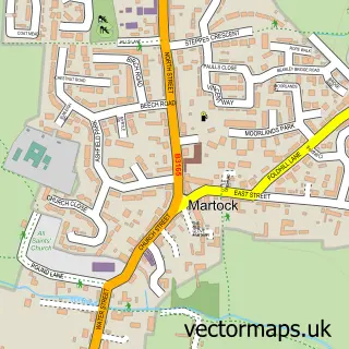 Street map sample of Martock, Somerset