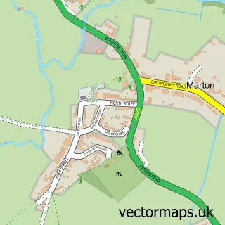 Street map sample of Marton, Warwickshire