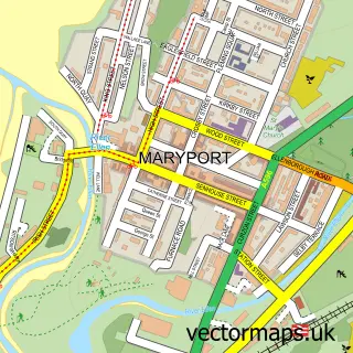 Street map sample of Maryport, Cumbria