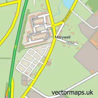 Street map sample of Marywell, Kincardineshire
