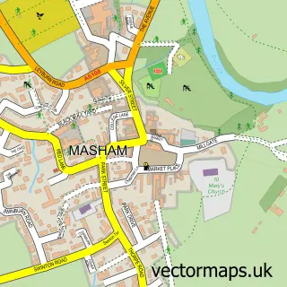 Street map sample of Masham, North Yorkshire