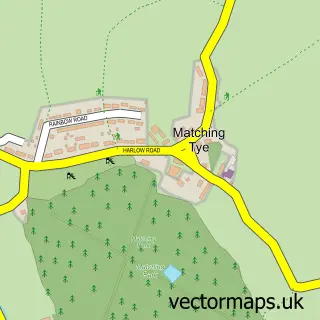 Street map sample of Matching Tye, Essex