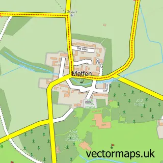Street map sample of Matfen, Northumberland
